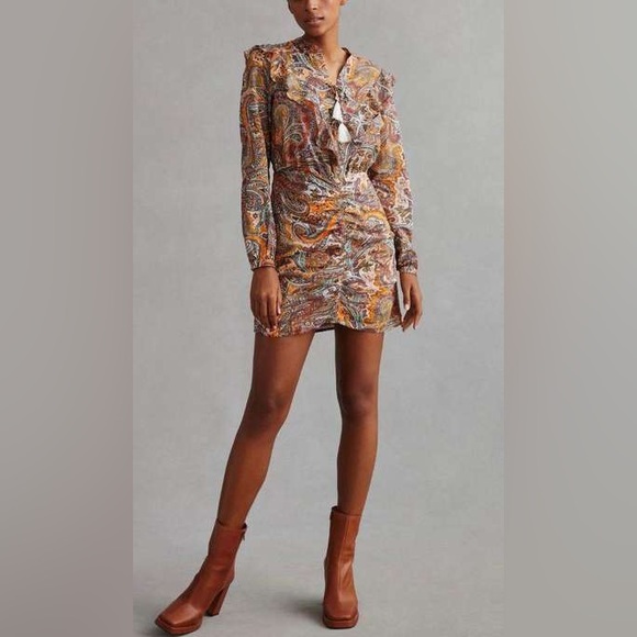 Anthropologie Paisley Ruffled Mini Dress - Picture 2 of 9